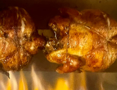 Rotisserie chicken being made at Rocoto restaurant.